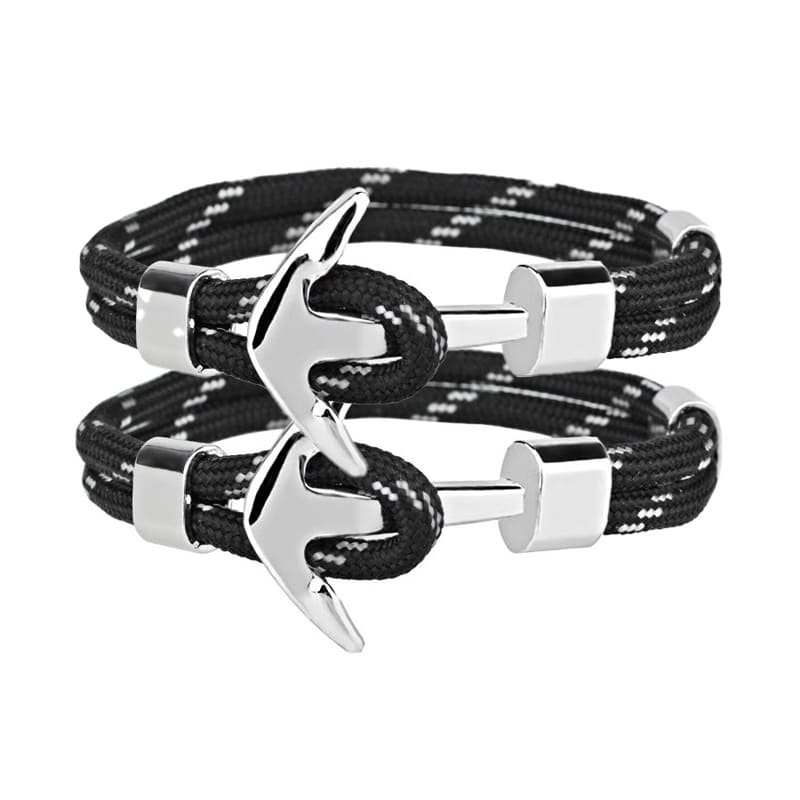 Bracelet Couple Ancre Noir Blanc