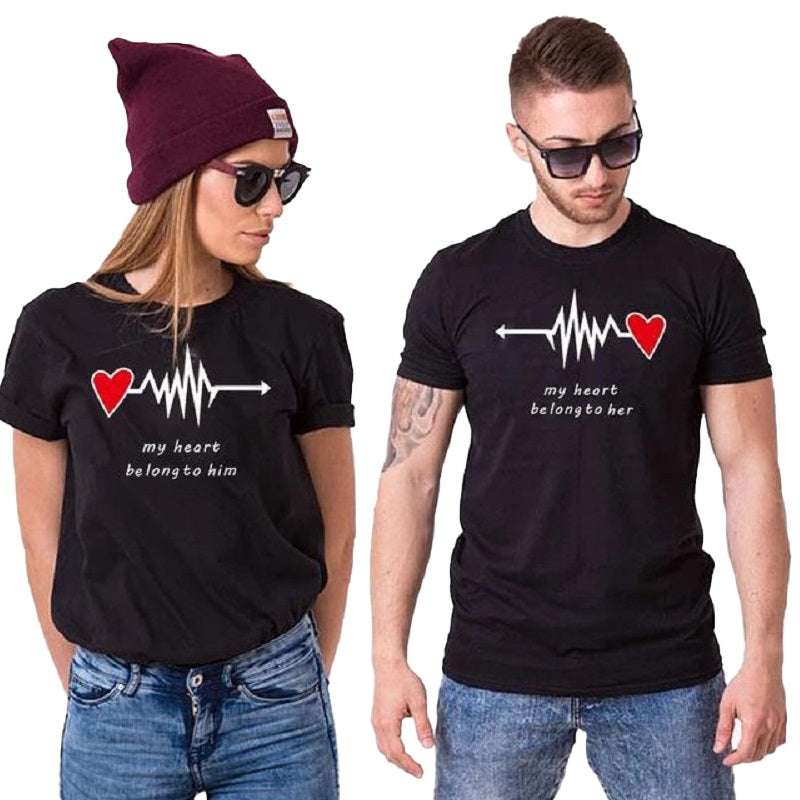 T Shirt Couple Battement Cardiaque