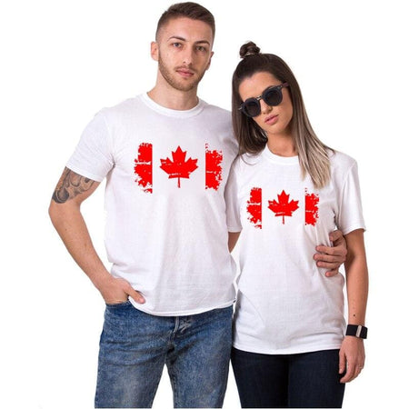 T Shirt Couple Drapeau Canada