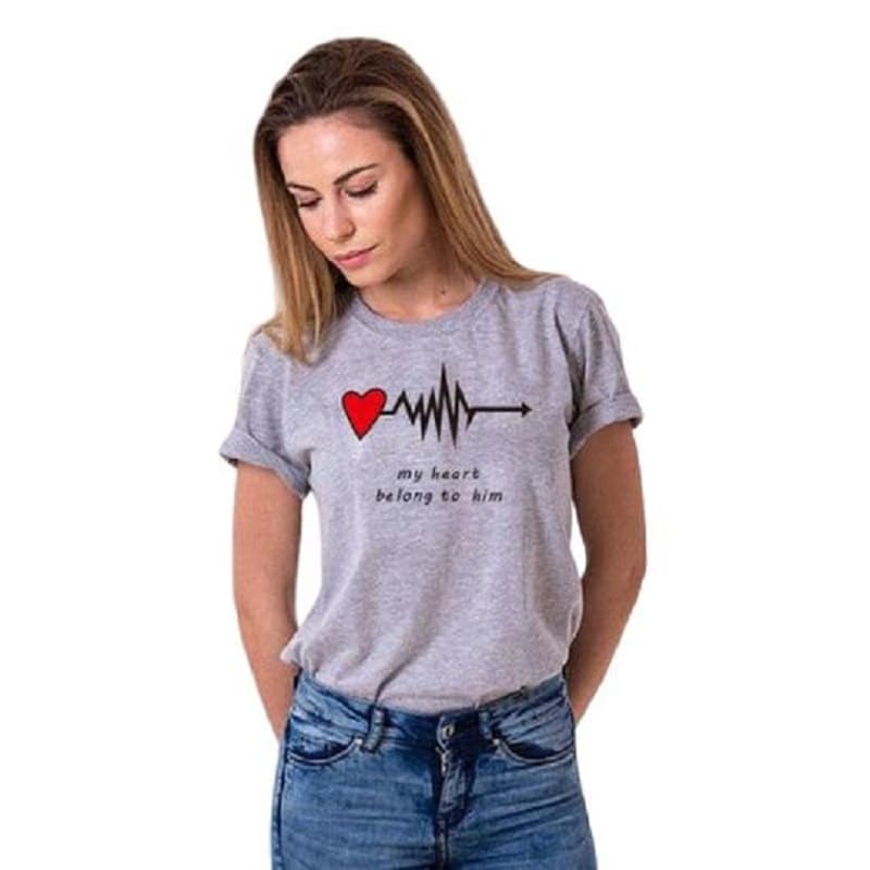 T Shirts de Couple Cardiaque Femme