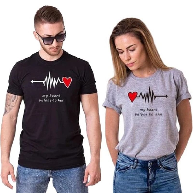 T Shirts de Couple Cardiaque