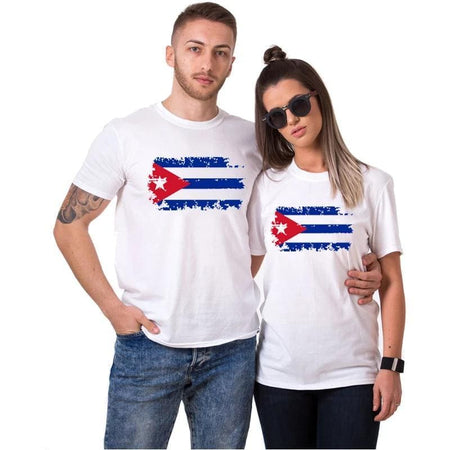 T Shirt Couple Drapeau Cuba