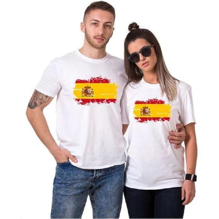 T Shirt Couple Drapeau Espagne