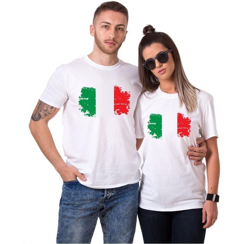 T Shirt Couple Drapeau Italien