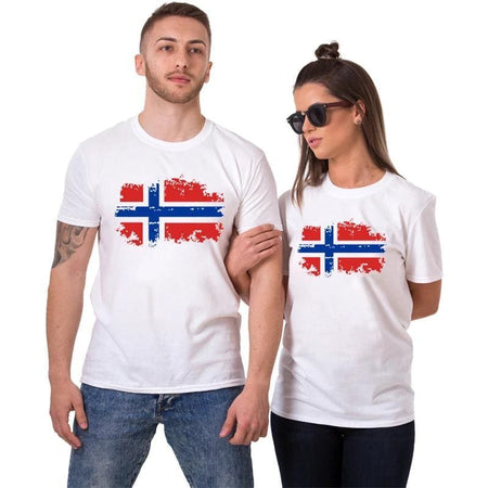 T Shirt Couple Drapeau Norvège