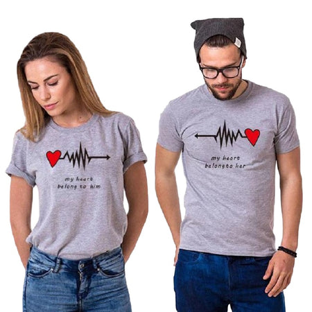 T Shirt Couple Rythme Cardiaque