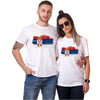 T Shirt Couple Drapeau Serbie